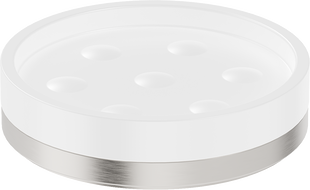 Mexen Triv standing soap dish, white/brushed nickel - 70A33057-97W