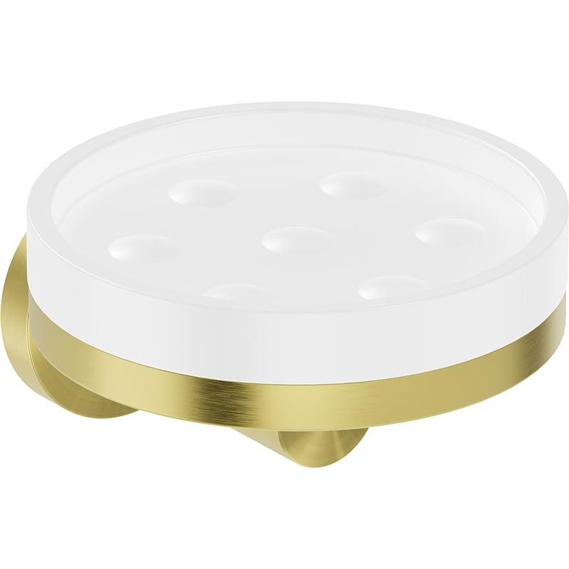 Mexen Triv soap dish, white/gold brushed - 70A33055-55W
