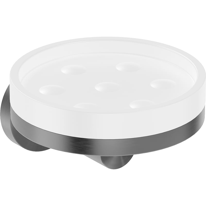 Mexen Triv soap dish, white/brushed gun gray - 70A33055-66W