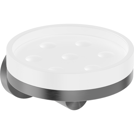 Mexen Triv soap dish, white/brushed gun gray - 70A33055-66W