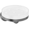 Mexen Triv soap dish, white/brushed gun gray - 70A33055-66W