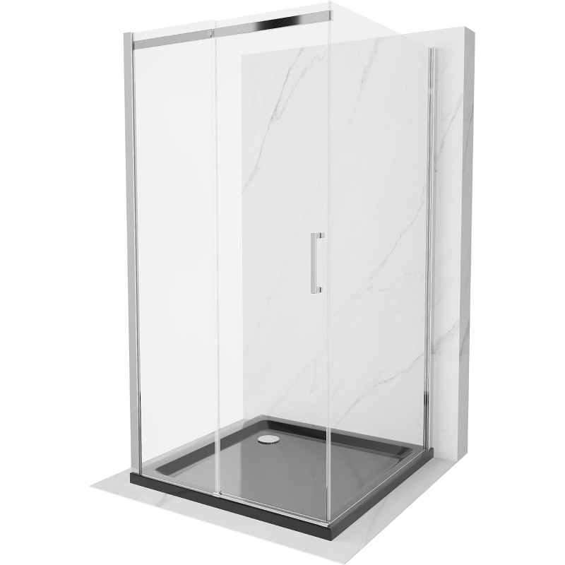 Mexen Omega-3S 3-wall shower cabin, sliding 100x100 cm, transparent, chrome + Flat tray - 825-100-100-01-00-3s-4070