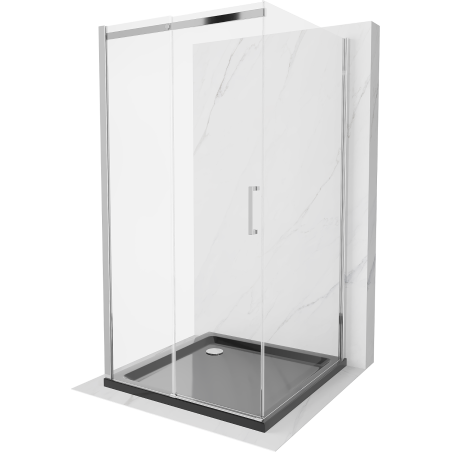 Mexen Omega-3S 3-wall sliding shower cabin 100x100 cm, transparent, chrome + Flat shower tray - 825-100-100-01-00-3s-4070