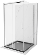 Mexen Omega-3S 3-wall sliding shower cabin 100x100 cm, transparent, chrome + Flat shower tray - 825-100-100-01-00-3s-4070