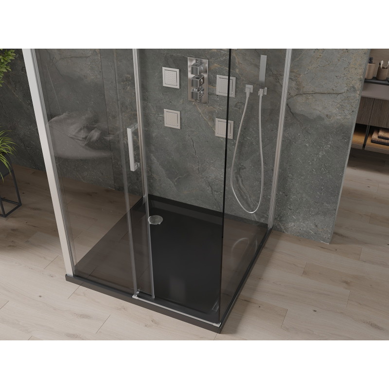 Mexen Omega-3S 3-wall shower cabin, sliding 100x100 cm, transparent, chrome + Flat tray - 825-100-100-01-00-3s-4070