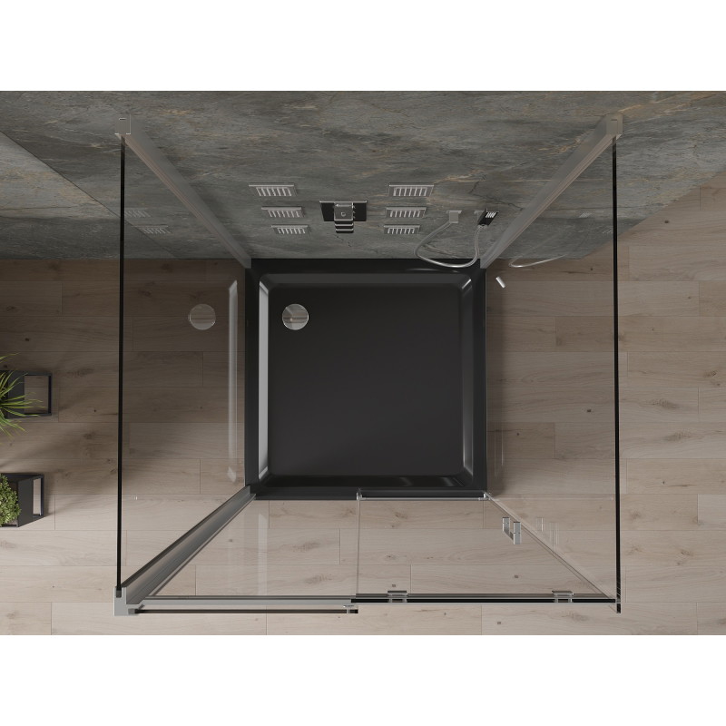 Mexen Omega-3S 3-wall shower cabin, sliding 100x100 cm, transparent, chrome + Flat tray - 825-100-100-01-00-3s-4070