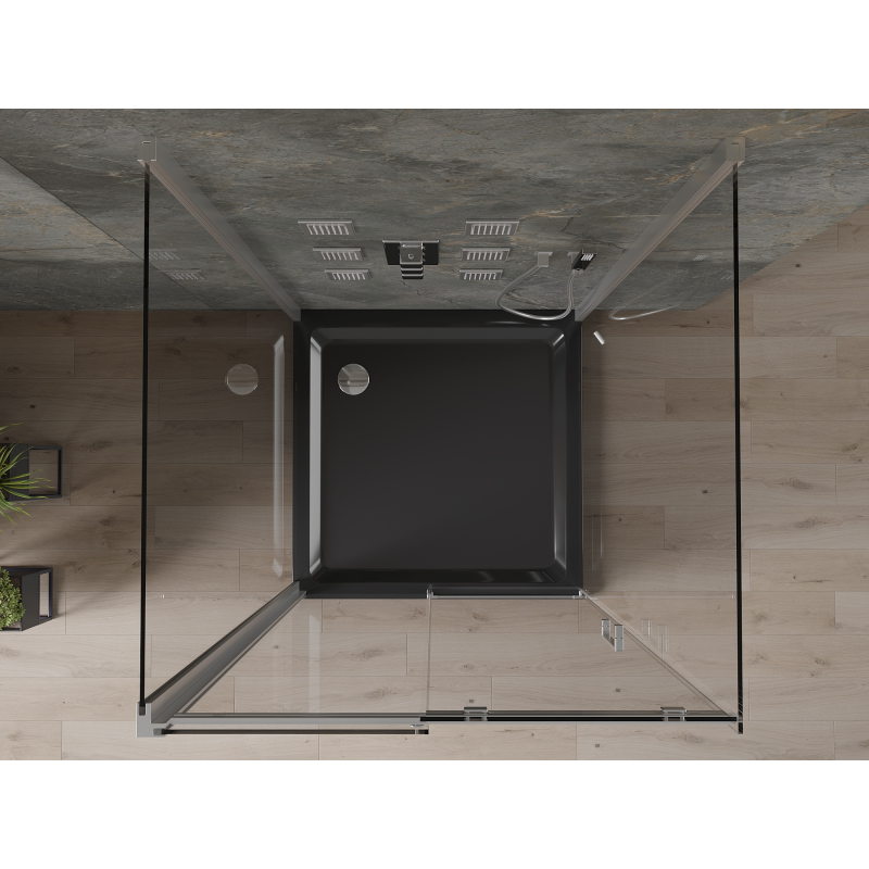Mexen Omega-3S 3-wall sliding shower cabin 100x100 cm, transparent, chrome + Flat shower tray - 825-100-100-01-00-3s-4070