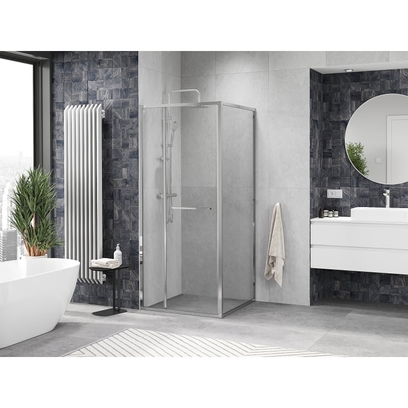 Mexen Linea 80 x 80 cm Sliding Shower Enclosure, Transparent, Chrome - 8E1-080-080-01-01