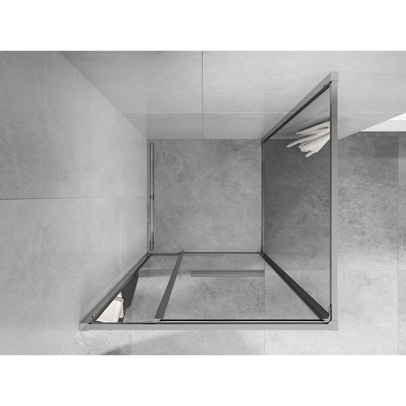 Mexen Linea 80 x 80 cm Sliding Shower Enclosure, Transparent, Chrome - 8E1-080-080-01-01