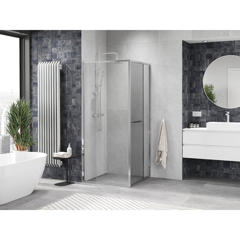 Mexen Linea 90 x 90 cm sliding shower cabin, transparent, chrome - 8E1-090-090-01-01