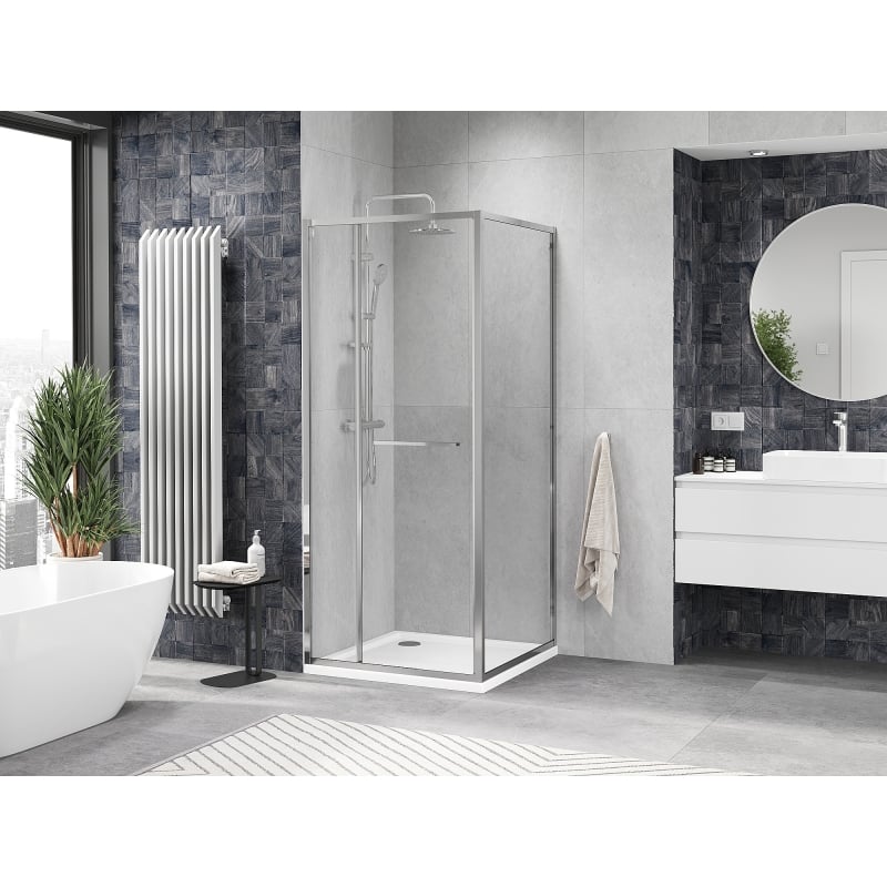 Mexen Linea 90 x 90 cm sliding shower cabin, transparent, chrome - 8E1-090-090-01-01
