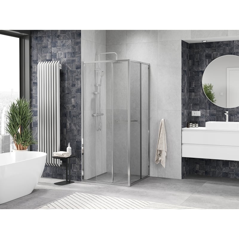 Mexen Linea sliding shower cabin 95 x 95 cm, transparent, chrome - 8E1-095-095-01-01