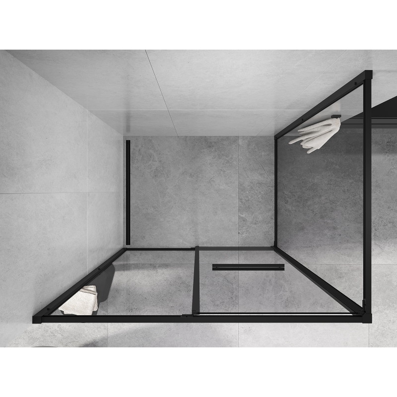 Mexen Linea sliding shower cabin 90 x 80 cm, transparent, black - 8E1-090-080-70-70