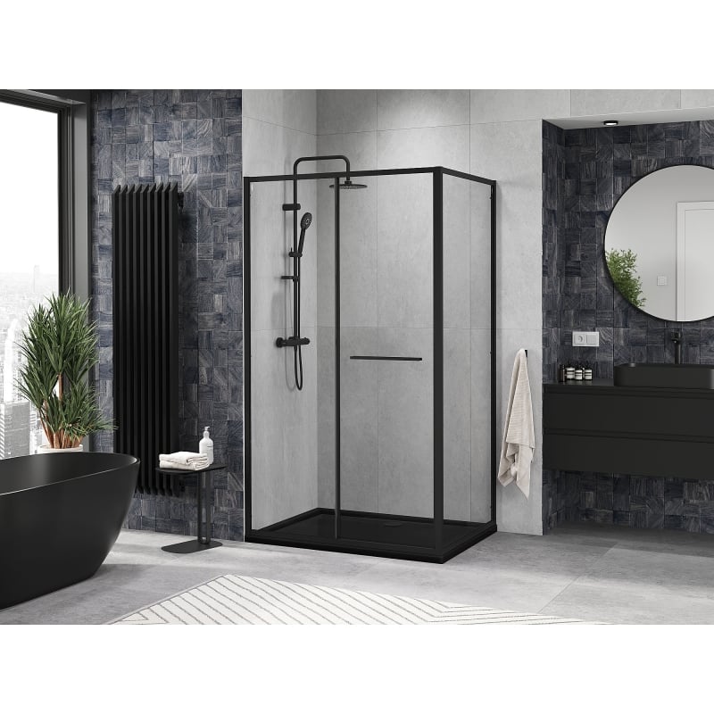Mexen Linea sliding shower cabin 110 x 80 cm, transparent, black - 8E1-110-080-70-70