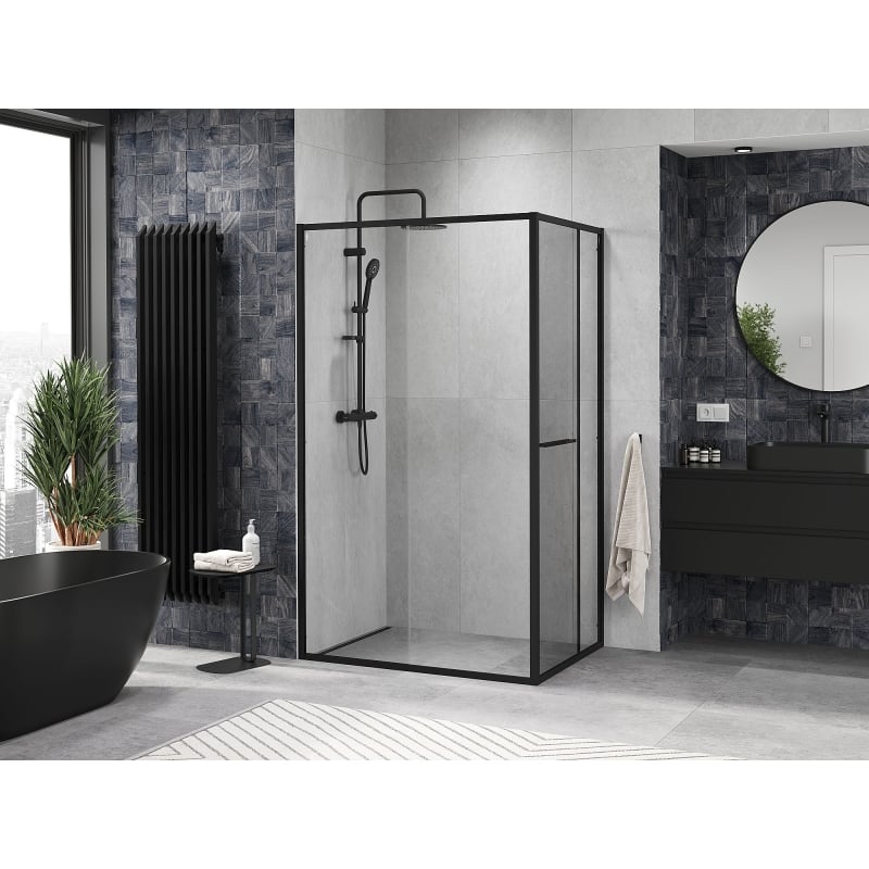 Mexen Linea sliding shower enclosure 120 x 85 cm, transparent, black - 8E1-120-085-70-70