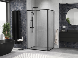 Mexen Linea sliding shower enclosure 80 x 90 cm, transparent, black - 8E1-080-090-70-70