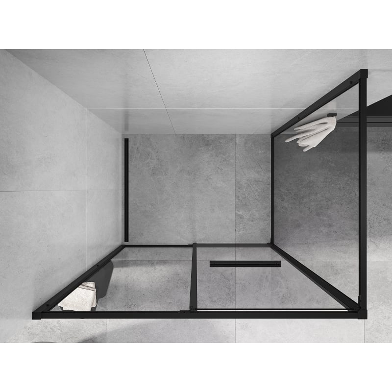 Mexen Linea sliding shower enclosure 80 x 90 cm, transparent, black - 8E1-080-090-70-70