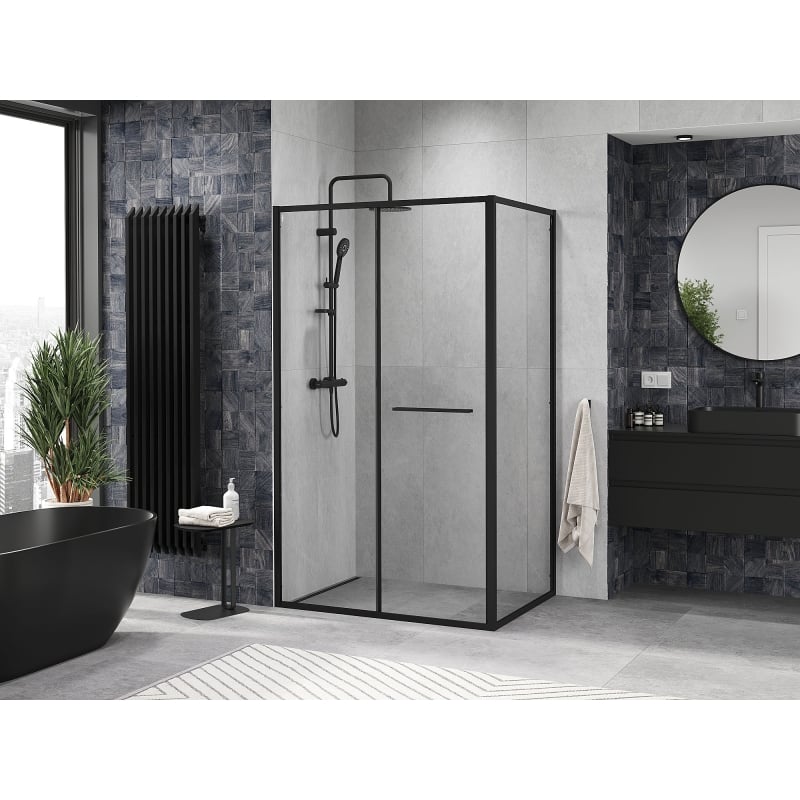 Mexen Linea sliding shower cabin 120 x 90 cm, transparent, black - 8E1-120-090-70-70