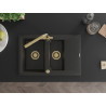 Mexen Gaspar granite sink 1.5-bowl with drainer and Duero kitchen faucet, black/gold metallic - 6507-75-671600-50