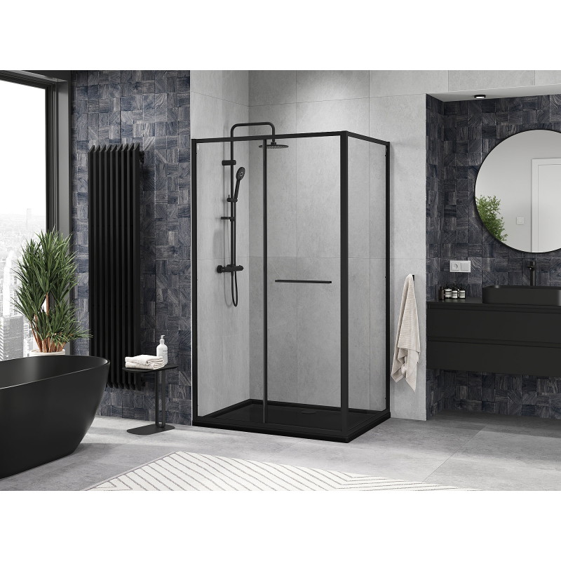Mexen Linea sliding shower enclosure 110 x 100 cm, transparent, black - 8E1-110-100-70-70