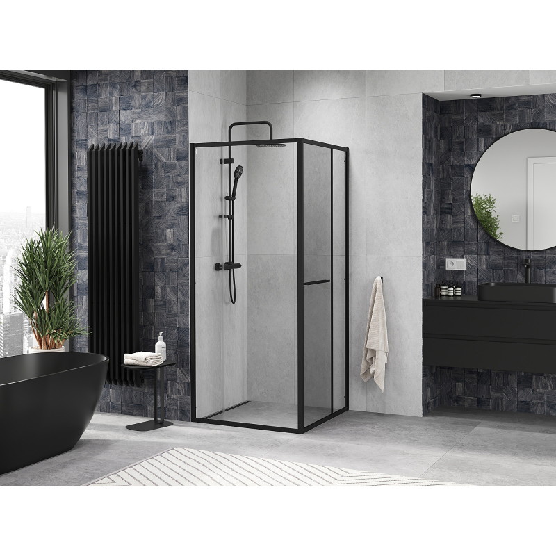 Mexen Linea sliding shower cabin 95 x 95 cm, transparent, black - 8E1-095-095-70-70