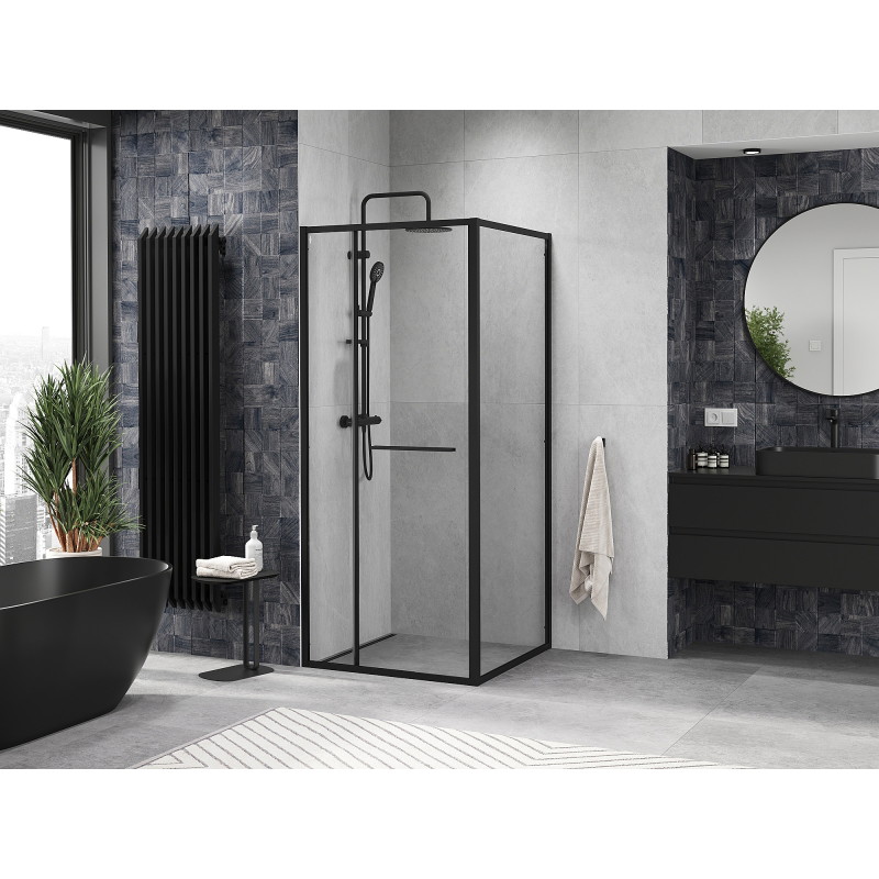 Mexen Linea sliding shower cabin 100 x 100 cm, transparent, black - 8E1-100-100-70-70