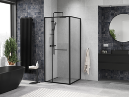 Mexen Linea sliding shower cabin 100 x 100 cm, transparent, black - 8E1-100-100-70-70