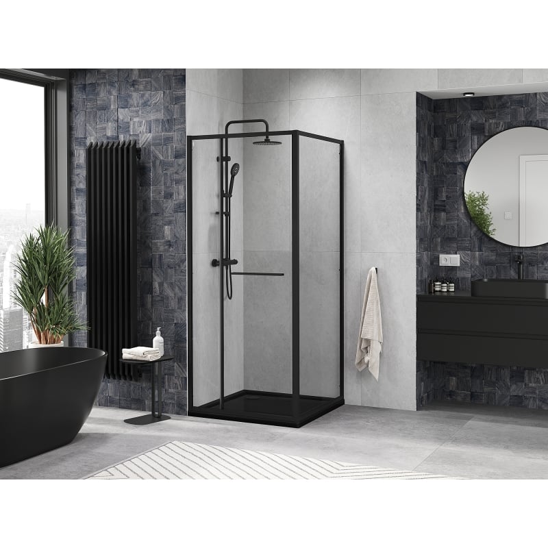 Mexen Linea sliding shower cabin 90 x 90 cm, transparent, black - 8E1-090-090-70-70