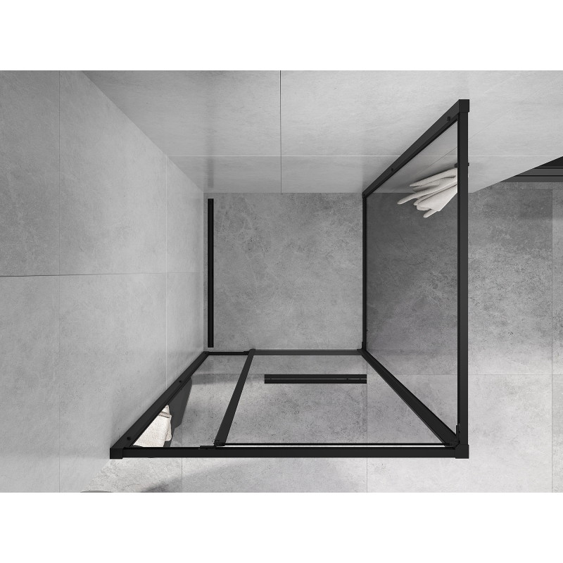 Mexen Linea sliding shower cabin 100 x 100 cm, transparent, black - 8E1-100-100-70-70