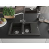 Mexen Gaspar 1.5-bowl granite sink with drainer and Duero kitchen faucet, black/gold metallic - 6507-75-671600-00