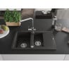 Mexen Gaspar granite sink 1.5-bowl with drainer and Duero kitchen faucet, black/gold metallic - 6507-75-671600-00