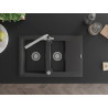 Mexen Gaspar granite kitchen sink 1.5-bowl with drainer and kitchen faucet Duero, black speckled - 6507-76-671600-00