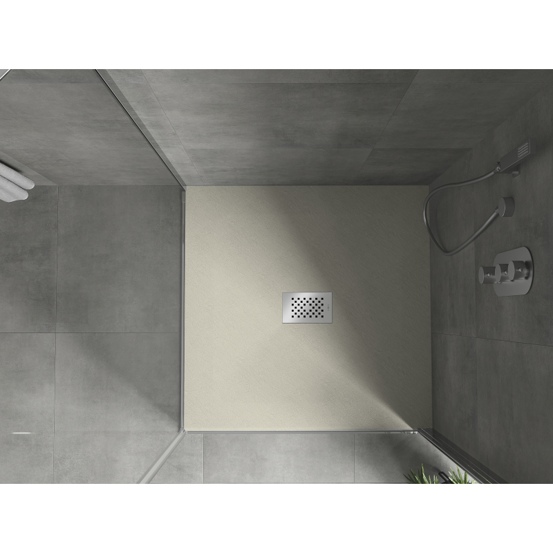 Mexen Hugo SMC Square Shower Tray 100 x 100 cm, Beige, Inox Cover - 42691010-X