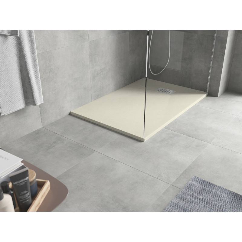 Mexen Hugo rectangular SMC shower tray 80 x 70 cm, beige, inox cover - 42697080-X