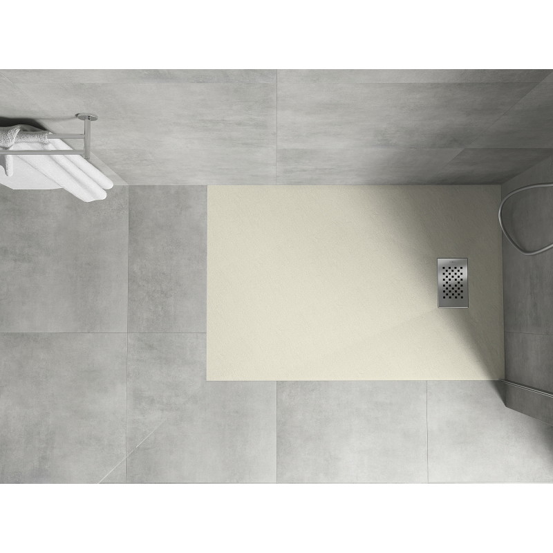 Mexen Hugo rectangular SMC shower tray 100 x 90 cm, beige, inox cover - 42699010-X