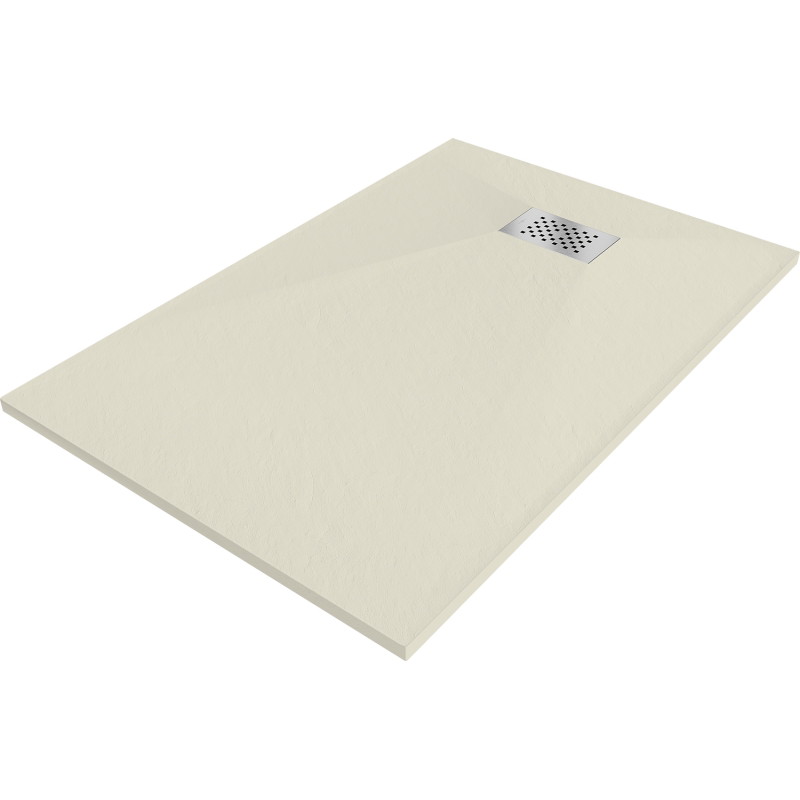 Mexen Hugo rectangular SMC shower tray 100 x 90 cm, beige, inox cover - 42699010-X