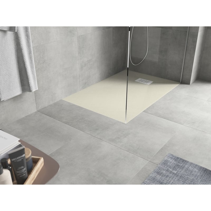 Mexen Hugo rectangular SMC shower tray 100 x 80 cm, beige, white cover - 42698010-W