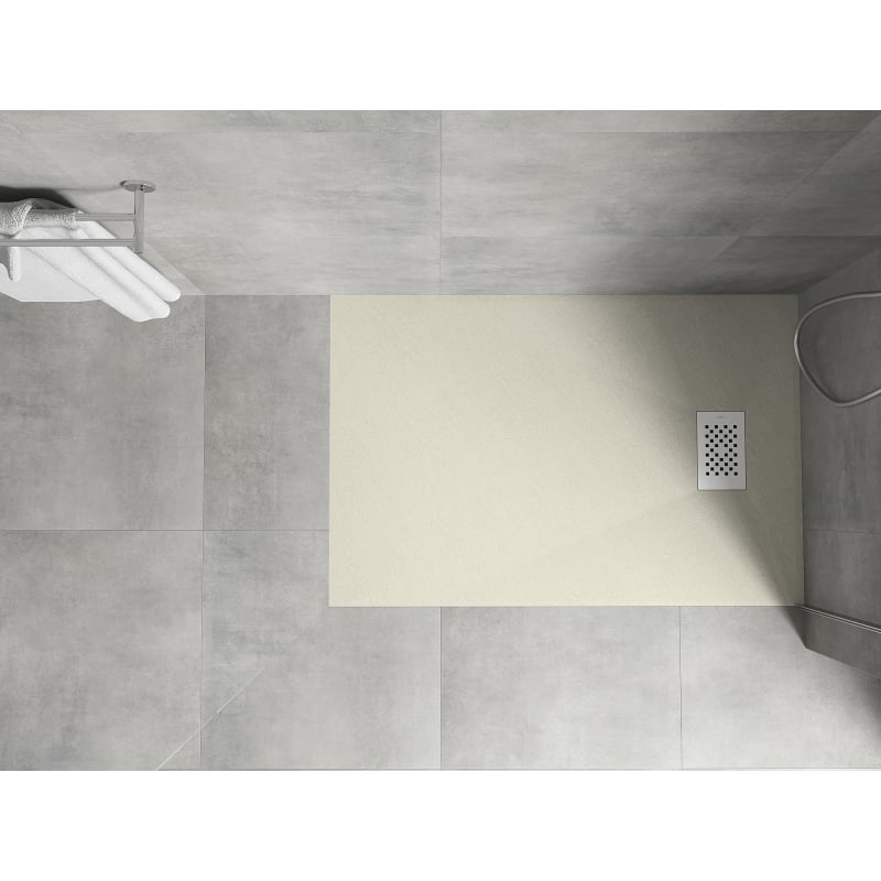 Mexen Hugo rectangular SMC shower tray 100 x 80 cm, beige, white cover - 42698010-W