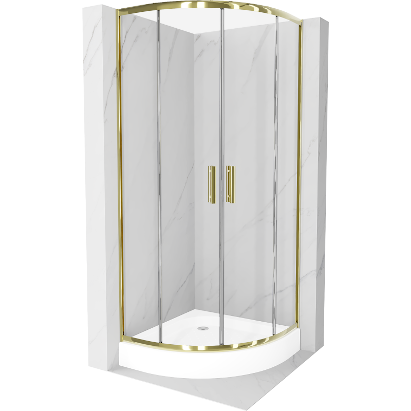 Mexen Rio semi-circular shower cabin 70 x 70 cm, transparent, gold + tray, white - 863-070-070-50-00-4710