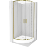 Mexen Rio semi-circular shower cabin 70 x 70 cm, transparent, gold + Rio shower tray, white - 863-070-070-50-00-4710