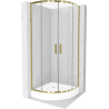 Mexen Rio semi-circular shower cabin 80 x 80 cm, transparent, gold + Rio shower tray, white - 863-080-080-50-00-4710