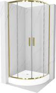 Mexen Rio semi-circular shower cabin 80 x 80 cm, transparent, gold + Rio shower tray, white - 863-080-080-50-00-4710