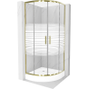 Mexen Rio semi-circular shower cabin 90 x 90 cm, white stripes, gold + tray, white - 863-090-090-50-20-4710