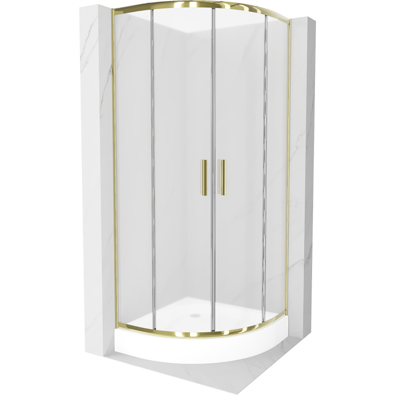 Mexen Rio semi-circular shower cabin 70 x 70 cm, frost, gold + Rio shower tray, white - 863-070-070-50-30-4710