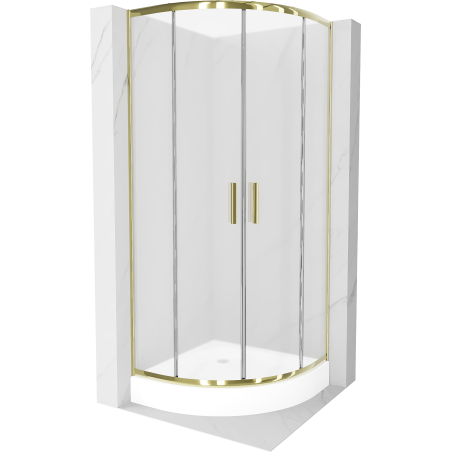 Mexen Rio semi-circular shower cabin 70 x 70 cm, frost, gold + Rio shower tray, white - 863-070-070-50-30-4710