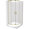Mexen Rio semicircular shower cabin 80 x 80 cm, frost, gold + Rio shower tray, white - 863-080-080-50-30-4710