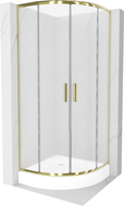 Mexen Rio semicircular shower cabin 80 x 80 cm, frost, gold + Rio shower tray, white - 863-080-080-50-30-4710