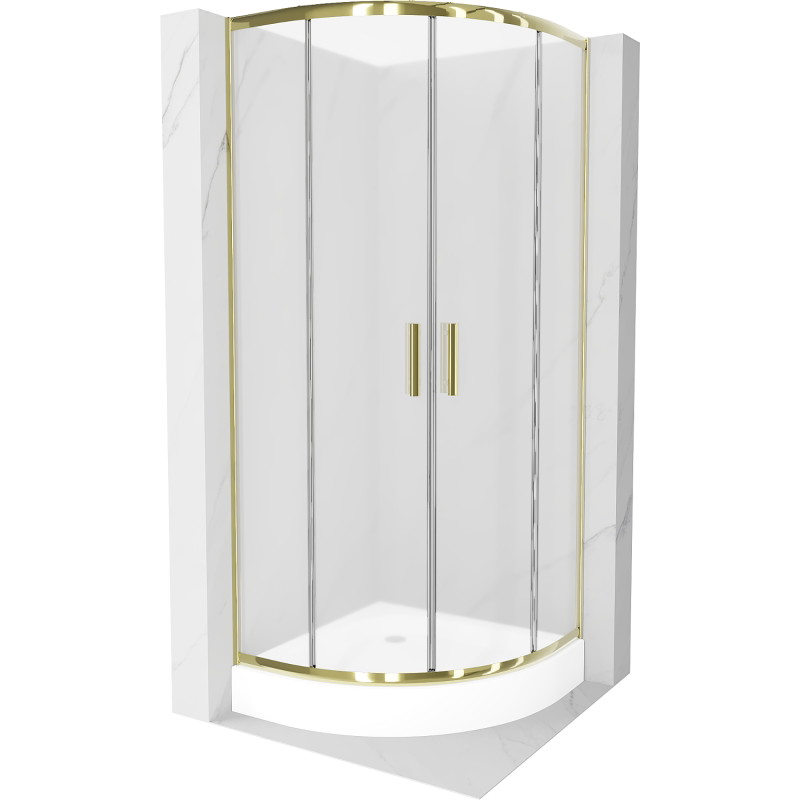 Mexen Rio semi-circular shower cabin 90 x 90 cm, frosted, gold + tray, white - 863-090-090-50-30-4710