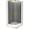 Mexen Rio semicircular shower enclosure 70 x 70 cm, graphite, gold + Rio shower tray, white - 863-070-070-50-0-4710