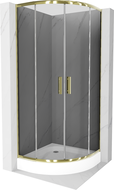 Mexen Rio semi-circular shower cabin 80 x 80 cm, graphite, gold + Rio shower tray, white - 863-080-080-50-0-4710